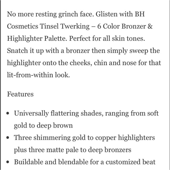 BH Cosmetics TINSEL TWERKING BRONZER & HIGHLIGHTER PALETTE - Picture 16 of 16